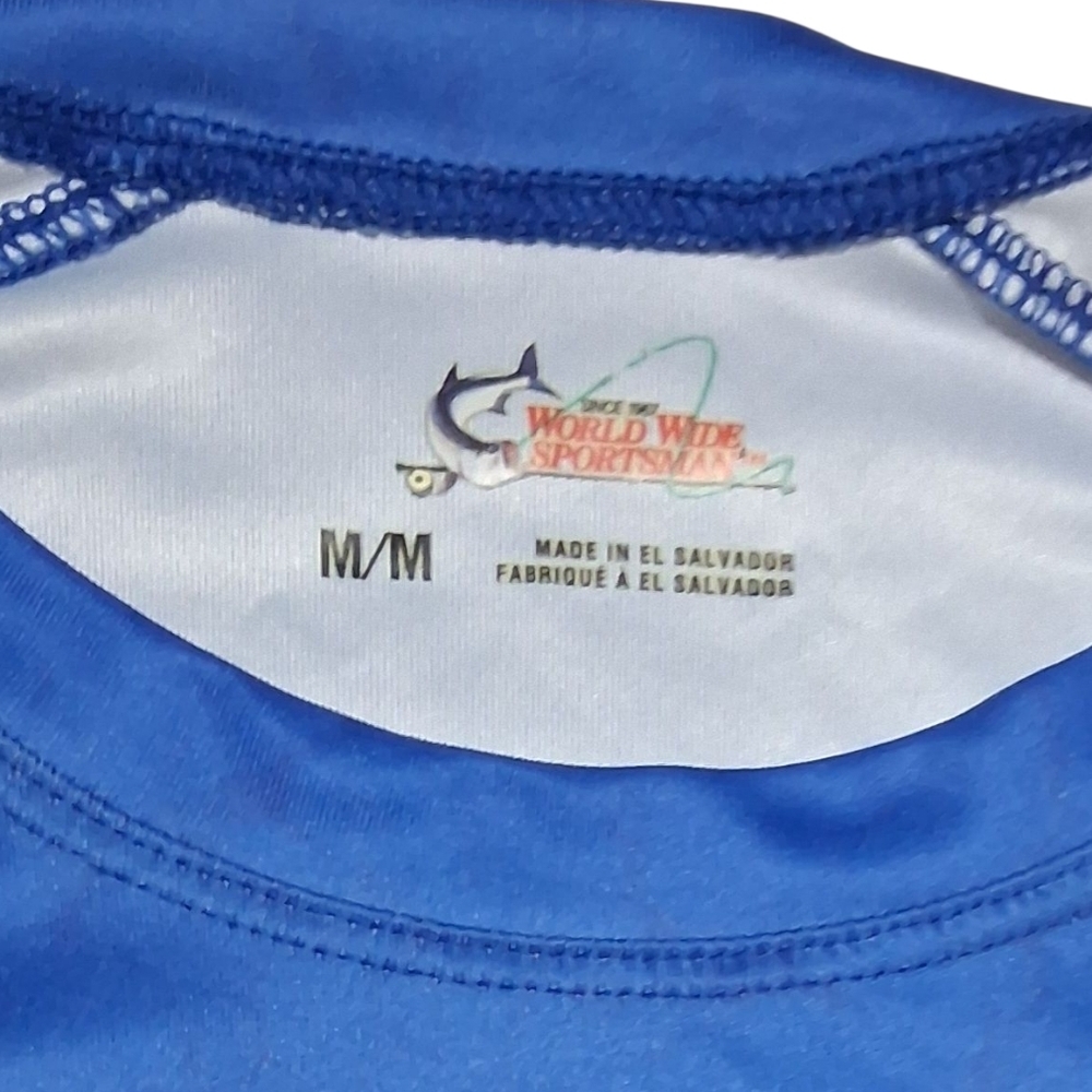 EUC World Wide Sportsman Sz. M Blue/Large Fish‎ Graphic Long Sleeve Shirt - Picture 5 of 10